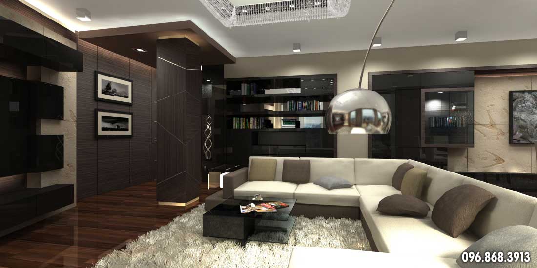 Mẫu thiết kế nội thất phòng khách chung cư cao cấp đẹp sang trọng