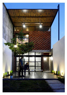 Mẫu nhà đẹp 2 tầng được thiết kế cá tính với sự kết hợp của gạch trần, kính, kim loại | ND68-016